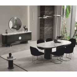 Casa Padrino Luxus Sideboard Schwarz / Weiß / Silber 221 cm - Hotel & Esszimmer Möbel