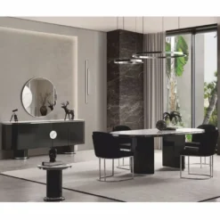 Casa Padrino Luxus Sideboard Schwarz / Weiß / Silber 221 cm - Hotel & Esszimmer Möbel