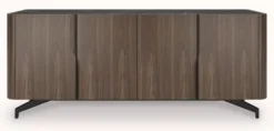 Casa Padrino Luxus Sideboard Braun / Schwarz 220 x 50,8 x H. 87 cm - Massivholz Schrank mit 4 Türen - Massivholz Möbel - Luxus Möbel - Luxus Einrichtung