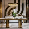 Casa Padrino Luxus Sideboard Schwarz / Weißgrau / Gold 220 x 52 x H. 87,5 cm - Edler Massivholz Schrank mit 4 Türen - Luxus Möbel - Luxus Einrichtung