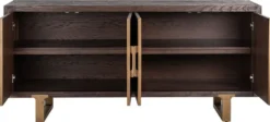Casa Padrino Luxus Sideboard Braun / Messing 180 x 45 x H. 86 cm - Massivholz Schrank mit 4 Türen - Wohnzimmer Möbel - Wohnzimmer Einrichtung - Luxus Möbel - Luxus Einrichtung