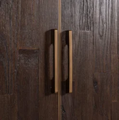 Casa Padrino Luxus Sideboard Braun / Messing 180 x 45 x H. 86 cm - Massivholz Schrank mit 4 Türen - Wohnzimmer Möbel - Wohnzimmer Einrichtung - Luxus Möbel - Luxus Einrichtung