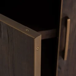 Casa Padrino Luxus Sideboard Braun / Messing 180 x 45 x H. 86 cm - Massivholz Schrank mit 4 Türen - Wohnzimmer Möbel - Wohnzimmer Einrichtung - Luxus Möbel - Luxus Einrichtung