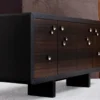 Casa Padrino Luxus Sideboard Schwarz / Dunkelbraun 191 x 46 x H. 91 cm - Massivholz Schrank mit 4 Türen - Wohnzimmer Möbel - Hotel Möbel - Luxus Kollektion