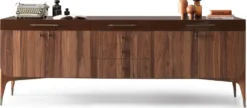 Casa Padrino Luxus Sideboard Braun / Dunkelbraun 230 x 60 x H. 82 cm - Massivholz Schrank mit 6 Schubladen und 4 Türen - Esszimmer Möbel - Luxus Möbel - Luxus Einrichtung