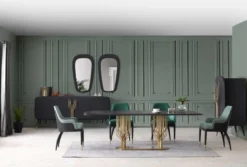 Casa Padrino Luxus Sideboard Schwarz / Antik Messing 220 x 55 x H. 98 cm - Massivholz Schrank mit 4 Türen - Esszimmer Möbel - Wohnzimmer Möbel - Hotel Möbel - Luxus Möbel