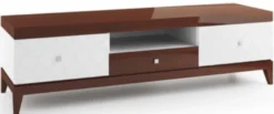 Casa Padrino Luxus Sideboard mit 3 Schubladen Weiß / Hochglanz Braun 171,4 x 45 x H. 49 cm - Wohnzimmermöbel