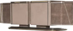 Casa Padrino Luxus Sideboard Grau / Gold 251 x 50 x H. 86 cm - Massivholz Schrank mit 4 Türen - Luxus Möbel - Hotel Möbel - Luxus Einrichtung