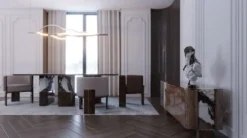 Casa Padrino Luxus Sideboard Braun / Weiß / Schwarz / Messing 230 cm