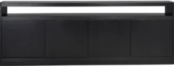 Casa Padrino Luxus Sideboard Schwarz 240 x 40 x H. 85 cm - Massivholz Schrank mit 4 Türen - Wohnzimmer Möbel - Wohnzimmer Einrichtung - Luxus Möbel - Luxus Einrichtung