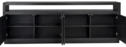 Casa Padrino Luxus Sideboard Schwarz 240 x 40 x H. 85 cm - Massivholz Schrank mit 4 Türen - Wohnzimmer Möbel - Wohnzimmer Einrichtung - Luxus Möbel - Luxus Einrichtung