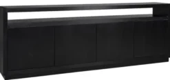 Casa Padrino Luxus Sideboard Schwarz 240 x 40 x H. 85 cm - Massivholz Schrank mit 4 Türen - Wohnzimmer Möbel - Wohnzimmer Einrichtung - Luxus Möbel - Luxus Einrichtung