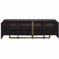 Casa Padrino Luxus Sideboard mit 4 Türen Schwarz / Messing 220 cm - Luxus Möbel - Luxus Interior