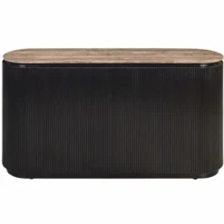 Casa Padrino Luxus Sideboard mit 2 Türen und Travertinplatte Dunkelbraun / Braun 160 cm