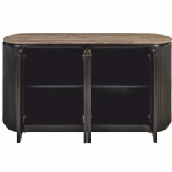 Casa Padrino Luxus Sideboard mit 2 Türen und Travertinplatte Dunkelbraun / Braun 160 cm