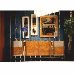 Casa Padrino Luxus Sideboard mit 4 Türen Braun / Grau / Gold 251,5 cm - Luxus Möbel