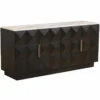 Casa Padrino Luxus Sideboard mit 4 Türen und Travertinplatte Dunkelbraun / Beige 170 cm