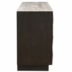Casa Padrino Luxus Sideboard mit 4 Türen und Travertinplatte Dunkelbraun / Beige 170 cm