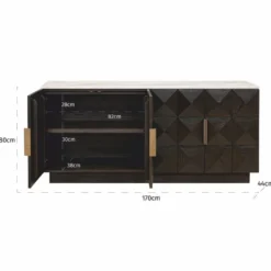 Casa Padrino Luxus Sideboard mit 4 Türen und Travertinplatte Dunkelbraun / Beige 170 cm