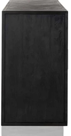 Casa Padrino Luxus Sideboard Schwarz / Silber 160 x 45 x H. 86 cm - Massivholz Schrank mit 4 Türen - Wohnzimmer Möbel - Hotel Möbel - Luxus Kollektion