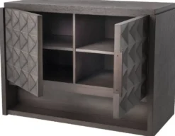 Casa Padrino Luxus Sideboard Mokkafarben / Bronze 115 x 56 x H. 83 cm - Massivholz Schrank mit 2 Türen und 3D Effekt in den Fronten - Luxus Möbel