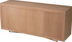 Casa Padrino Luxus Sideboard Naturfarben / Messing 180 x 50 x H. 80,5 cm - Eichenfurnier Schrank mit 4 Türen - Luxus Möbel - Hotel Möbel - Luxus Einrichtung