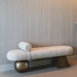 Casa Padrino Luxus Sitzbank Beige / Braun 148 cm - Luxus Hotel Möbel