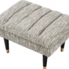 Casa Padrino Luxus Sitzbank Beige / Schwarz / Messingfarben 68 x 50 x H. 45 cm - Gepolsterte Massivholz Bank - Wohnzimmer Möbel - Hotel Möbel - Luxus Kollektion