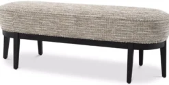 Casa Padrino Luxus Sitzbank Beige / Schwarz 132 x 45 x H. 47 cm - Gepolsterte Wohnzimmer Bank - Wohnzimmer Möbel - Hotel Möbel - Luxus Kollektion