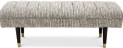 Casa Padrino Luxus Sitzbank Beige / Schwarz / Messingfarben 134 x 50 x H. 45 cm - Gepolsterte Massivholz Bank - Wohnzimmer Möbel - Hotel Möbel - Luxus Kollektion