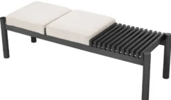 Casa Padrino Luxus Sitzbank Creme / Bronze 140 x 44 x H. 45 cm - Gepolsterte Edelstahl Bank - Wohnzimmer Möbel - Hotel Möbel - Luxus Kollektion