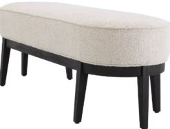 Casa Padrino Luxus Sitzbank Cremefarben / Schwarz 132 x 45 x H. 47 cm - Gepolsterte Wohnzimmer Bank - Wohnzimmer Möbel - Hotel Möbel - Luxus Kollektion