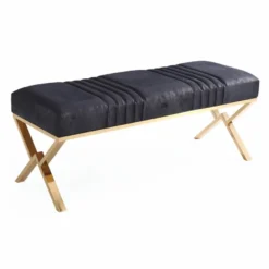 Casa Padrino Luxus Sitzbank Dunkelblau / Gold 120 cm - Luxus Möbel