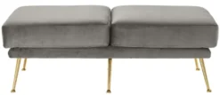 Casa Padrino Luxus Sitzbank Grau / Messingfarben 125 x 58 x H. 45 cm - Designermöbel