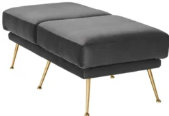 Casa Padrino Luxus Sitzbank Grau / Messingfarben 125 x 58 x H. 45 cm - Designermöbel