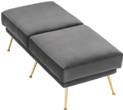 Casa Padrino Luxus Sitzbank Grau / Messingfarben 125 x 58 x H. 45 cm - Designermöbel