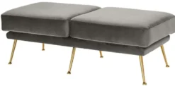 Casa Padrino Luxus Sitzbank Grau / Messingfarben 125 x 58 x H. 45 cm - Designermöbel