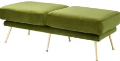 Casa Padrino Luxus Sitzbank Grün / Messingfarben 125 x 58 x H. 45 cm - Luxus Möbel
