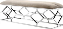 Casa Padrino Luxus Sitzbank Grau / Silber 140 x 45 x H. 48 cm - Luxus Möbel