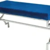 Casa Padrino Luxus Sitzbank Marineblau / Silber 99 x 43 x H. 46 cm - Gepolsterte Samt Bank mit verchromtem Edelstahl Gestell - Wohnzimmer Möbel
