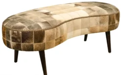 Casa Padrino Luxus Sitzbank mit Kuhfell 130 x 60 x H. 50 cm - Designermöbel