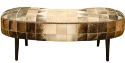 Casa Padrino Luxus Sitzbank mit Kuhfell 130 x 60 x H. 50 cm - Designermöbel