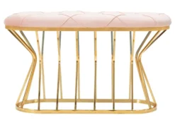 Casa Padrino Luxus Sitzbank Rosa / Gold 91 cm - Luxus Interior