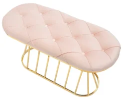 Casa Padrino Luxus Sitzbank Rosa / Gold 91 cm - Luxus Interior