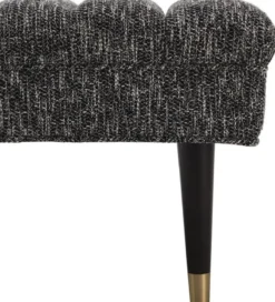 Casa Padrino Luxus Sitzbank Schwarz / Messingfarben 68 x 50 x H. 45 cm - Gepolsterte Massivholz Bank - Wohnzimmer Möbel - Hotel Möbel - Luxus Kollektion