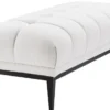 Casa Padrino Luxus Sitzbank Weiß / Schwarz 124 x 53 x H. 44 cm - Gepolsterte Bank mit Edelstahl Beinen - Wohnzimmer Möbel