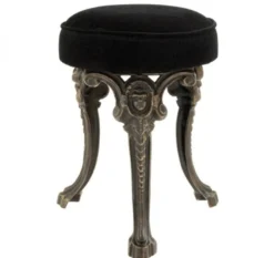 Casa Padrino Luxus Sitz Hocker im Barockstil Bronze Finish und schwarzer Samt-Optik 32 x H. 47 cm