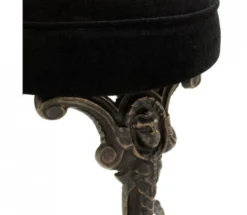 Casa Padrino Luxus Sitz Hocker im Barockstil Bronze Finish und schwarzer Samt-Optik 32 x H. 47 cm