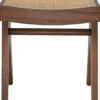 Casa Padrino Luxus Sitzhocker Braun / Naturfarben 39 x 31,5 x H. 43 cm - Massivholz Hocker mit handgewebtem Rattangeflecht - Luxus Möbel