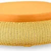 Casa Padrino Luxus Sitzhocker Orange / Gelb Ø 107 x H. 32 cm - Handgewebter Wetterbeständiger Rundhocker - Garten & Terrassen Hocker - Hotel Möbel - Luxus Qualität